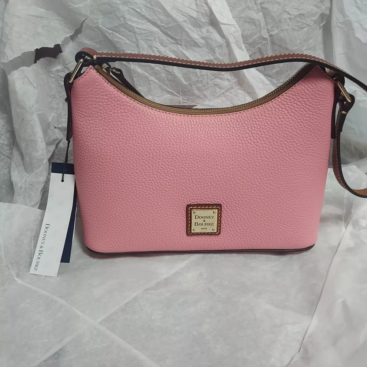 Dooney Bourke Pebble Grain Pebble Leather Baguette Bag Pale Pink New