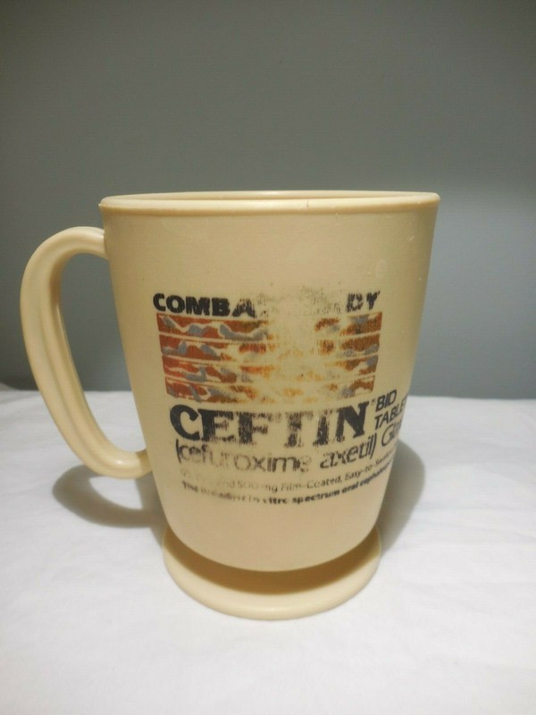 CEFTIN Travel Coffee Mug Combat Ready Pharnaceutical Pharm Rep Advertising