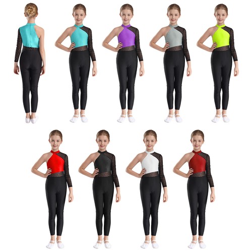 Kinder Mädchen Trikot Ganzkörper Gymnastik Trainingsanzug Bodysuit Training Gym- - Bild 1 von 118