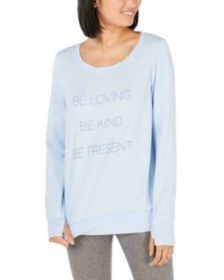 Ideology Damen Be Loving Graphic Longsleeve Flatter Blue Größe L - UVP 34 