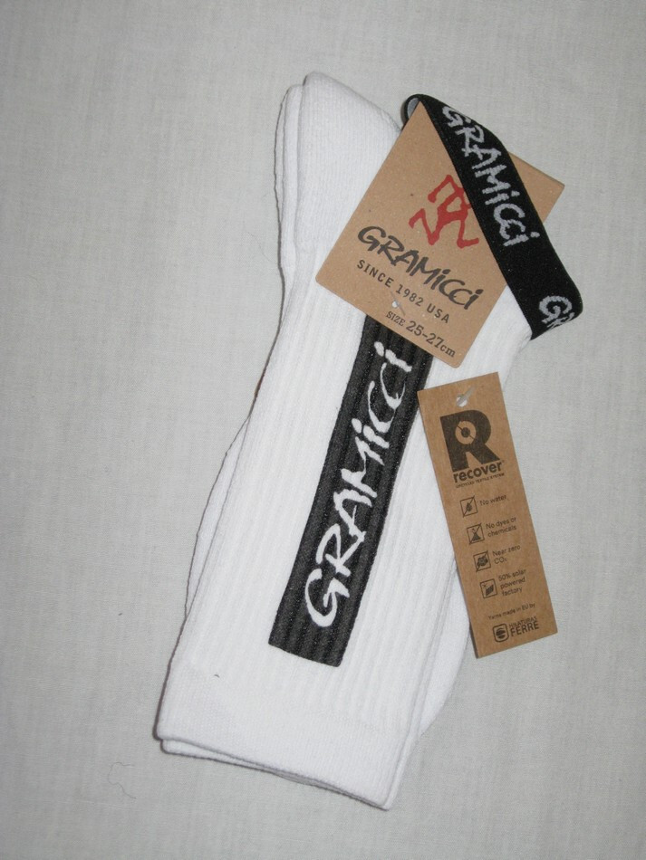 BNWT  GRAMICCI Ribbed Cushioned Crew Socks  White Size 9 - 11   & Sock Band