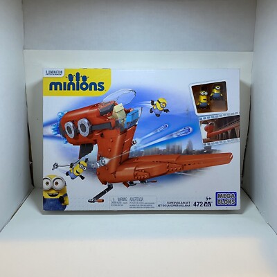 MINIONS SUPERVILLAIN JET MEGA BLOKS SET 472 PCS W KEVIN
