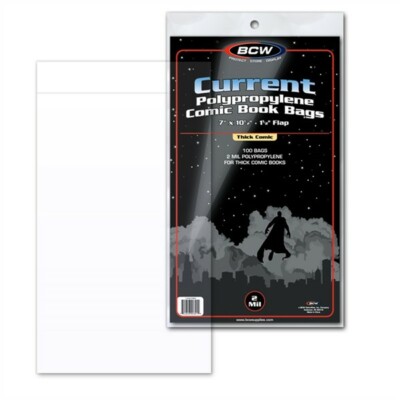 Lot of 500 BCW Thick Current / Modern Comic Book Archival Poly Bags 7 X 10 1/2