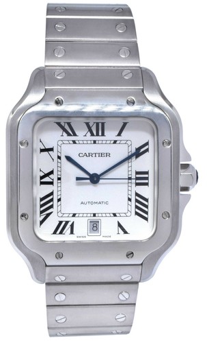 Cartier Santos Steel Silver Roman Dial 