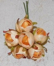 Satin APRICOT millinery Vintage 6 silk ROSE BUD cloth flowers ALEXANDER dolls