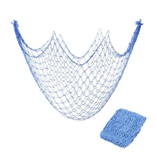 2 Pack Fishing Net Decor Blue 80"x40" Under the Sea Beach Party Decoration