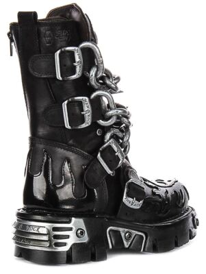 Newrock 727 Reactor Skull Chain Buckle Womens Boot In Black