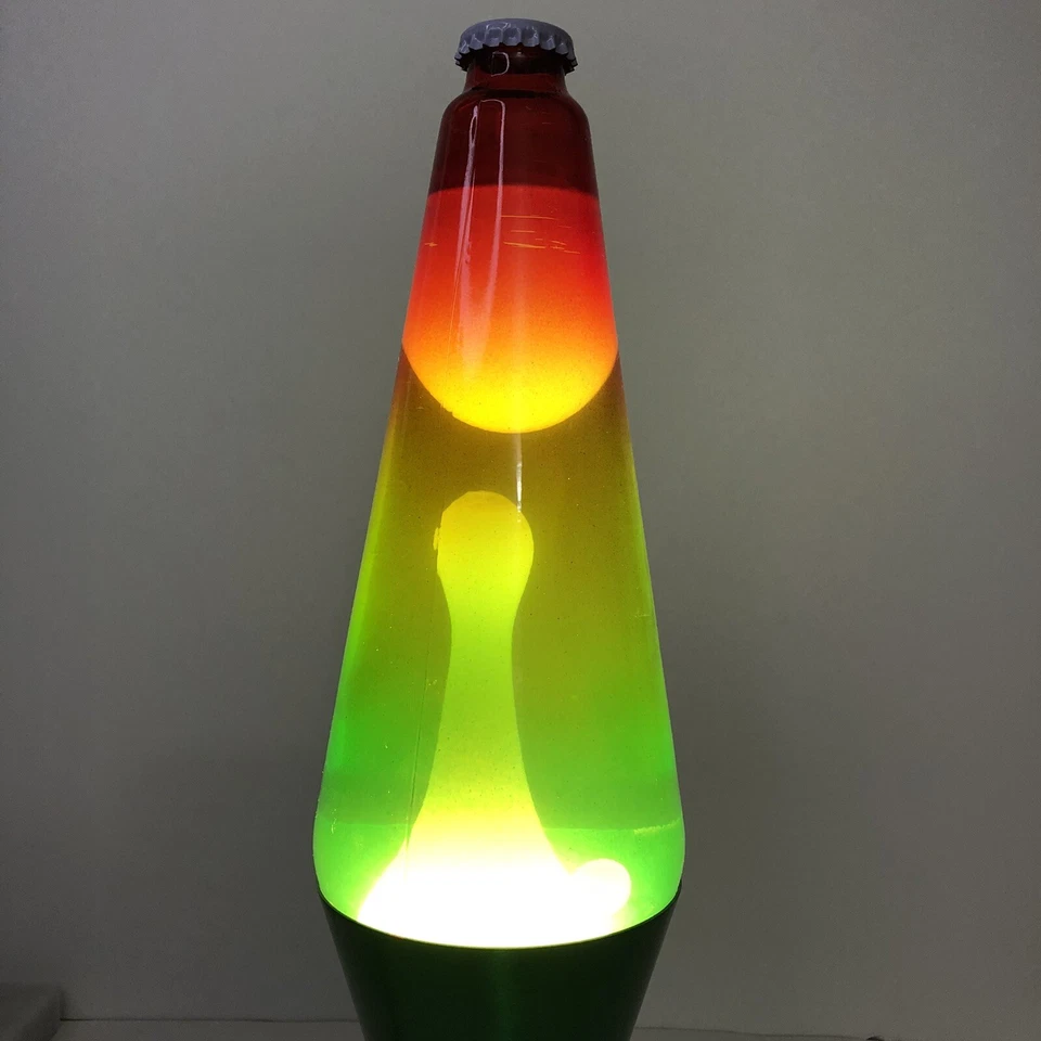 Lámpara de lava de colección Y2K 2001 luz 14" arco iris botella soporte cera movimiento iridiscente regalo Foto 4 de 4