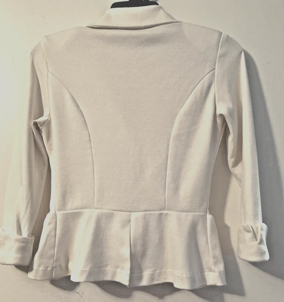 Blazer Ruby de un solo pecho 2 botones blanco peplum para mujer talla M con hombreras Foto 4 de 4