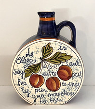 Italy Olive Oil Pitcher Hand Made Cherry and Floral Design 7¼" x 10" x 3¼