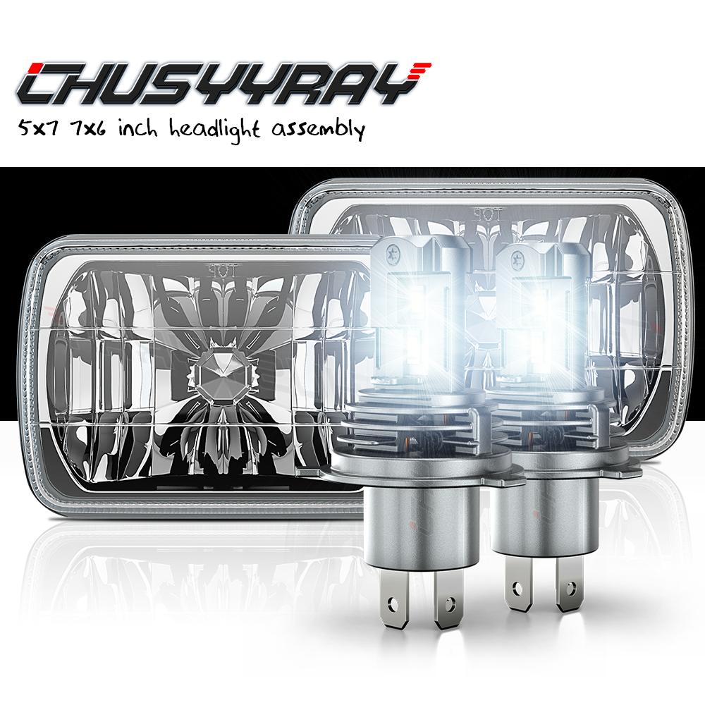 Fit Isuzu Pickup I-Mark Pair 7X6 5X7 Inch LED Headlight Chrome