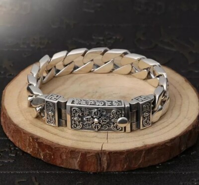Men's Super Heavy 316L Stainless Steel Pattern Curb Cuban Link Chain Bracelet