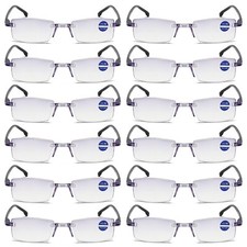 12 Pair Rimless Mens Blue Light Blocking Reading Glasses Anti Blue Light Readers