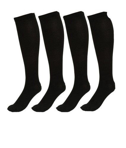 4 Pack New Graduated Knee High Compression socks/hose. Black. Size L/XL.