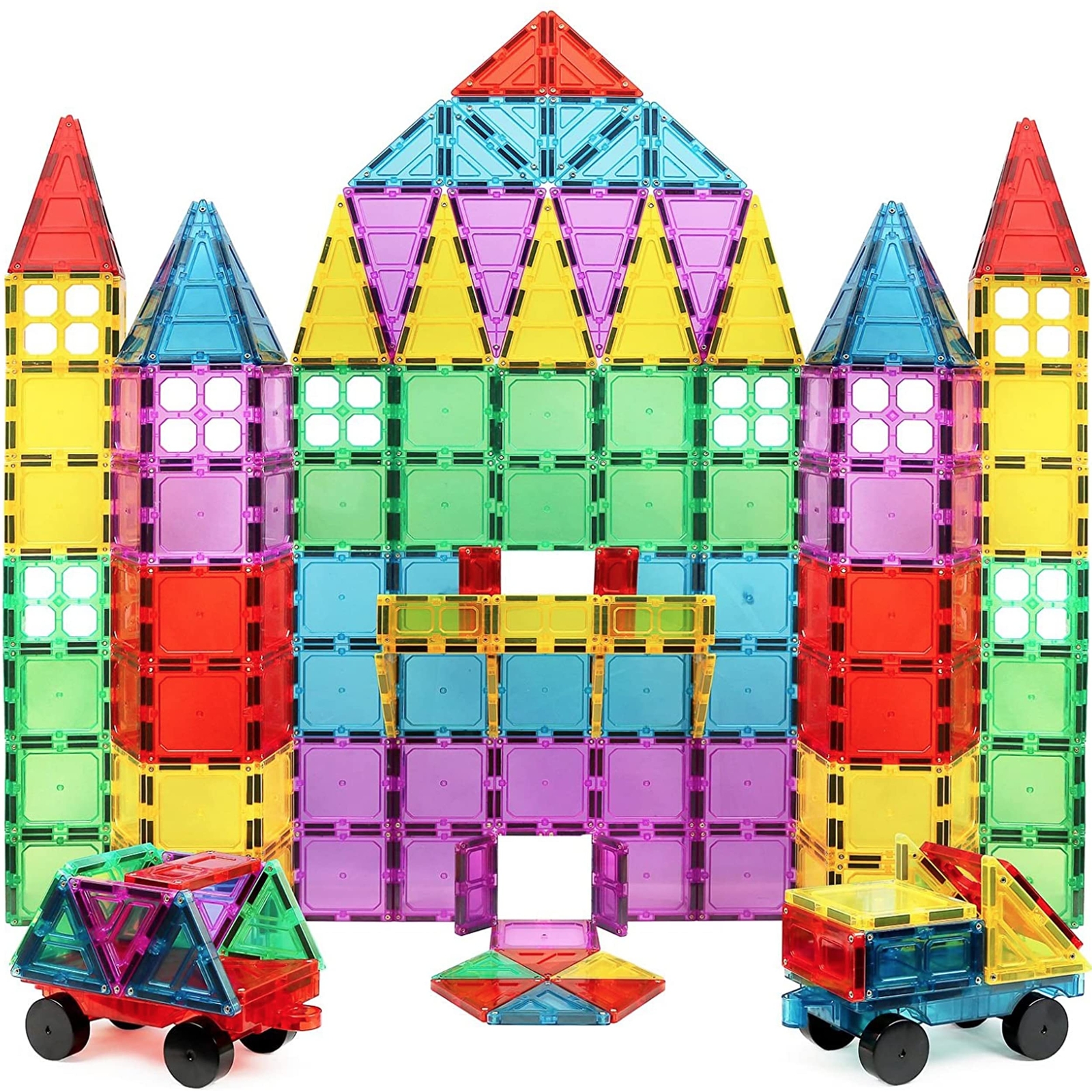 100-Piece Extra Strong Magnetic Tiles Set - Magnets for Kids, 3D Tile Assorte...