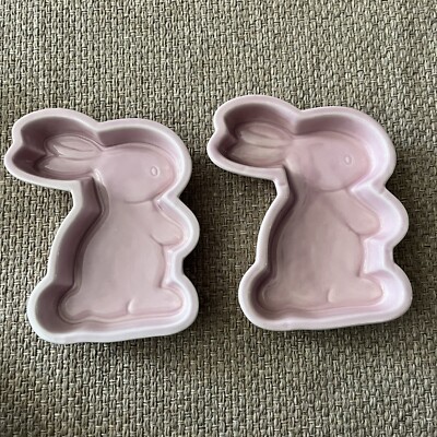 Pink Bunny Ceramic Baking Dish Mold Candy Trinket Bowl Spring Easter Decor