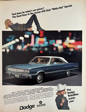 1960s Dodge Coronet Automobile White Hat Special Rebellion Vintage Print Ad