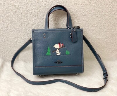 NWT Coach X Peanuts Dempsey Tote 22 With Snoopy Ski Motif CE849 | eBay