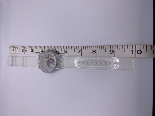 Swatch Swiss Men’s Clear Jelly Skeleton PVC Wrist Watch New Batt - Picture 11 of 11