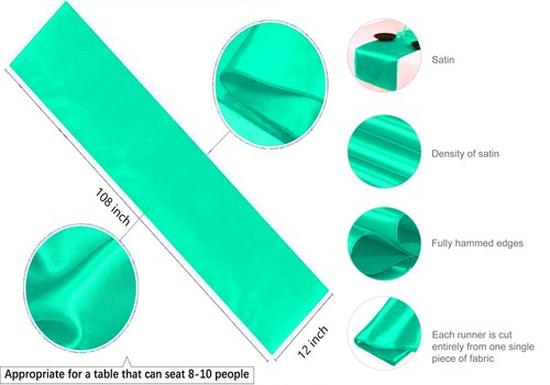 10 Mint Satin Table Runner 12" X 108" Wedding B'day Party Table decoration - Picture 3 of 6