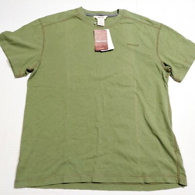 Marmot Eco T Shirt Mens Medium Olive Green Crew Neck Organic Cotton Short Sleeve