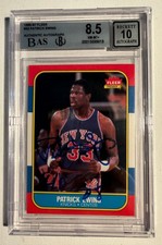 Patrick Ewing SIGNED & 'HOF 08' 1986-87 Fleer RC #32 BGS 8.5 AUTO 10 🔥