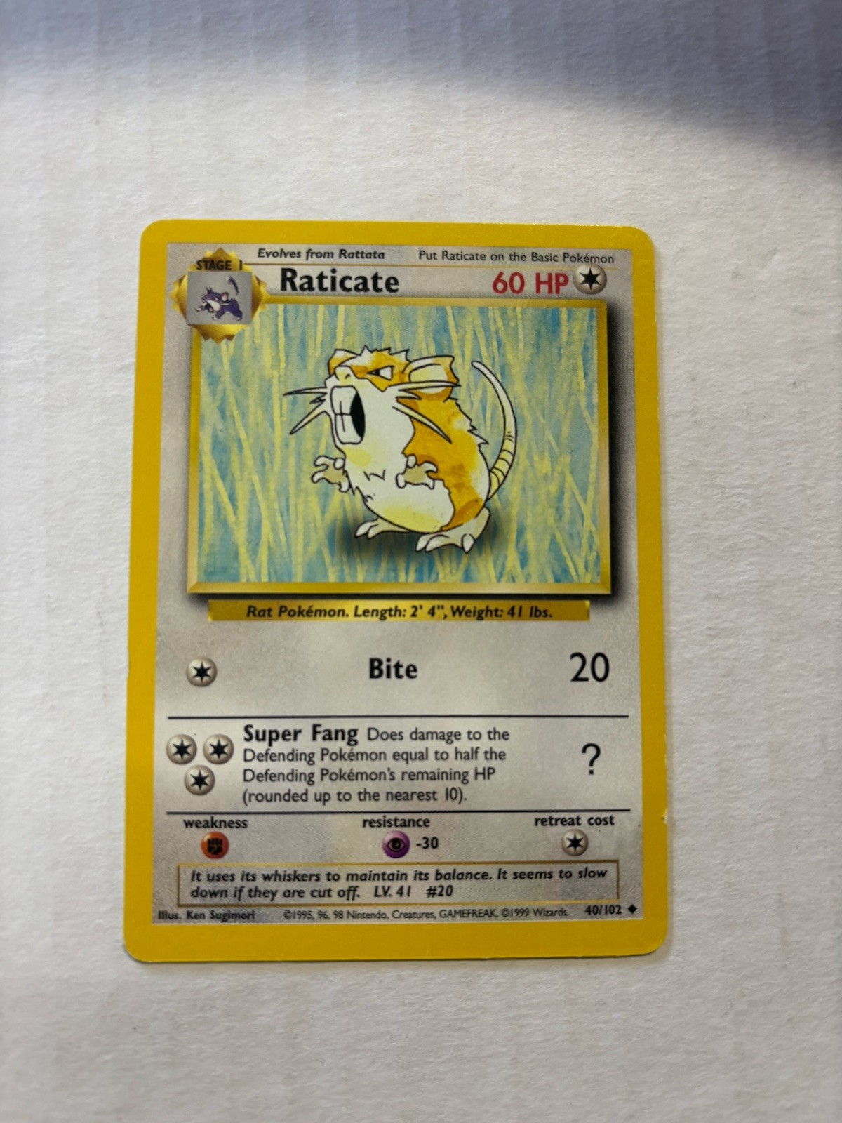 Wizards of the Coast Raticate 40/102 Base Set Uncommon Regular 1999 English