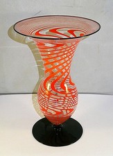 Alte Fadenglas Vase - Rot - Spirale - Lauscha Glas