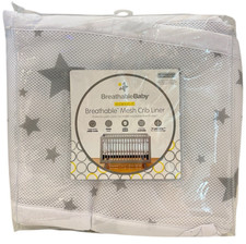 New Breathable Baby Classic Mesh Crib Liner Gray Stars