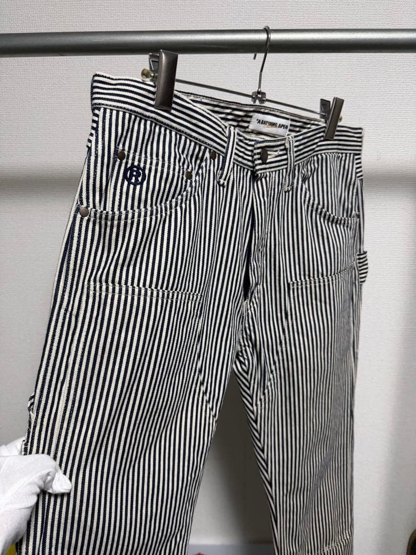 A BATHING APE Cotton Hickory Double Knee Painter Pants Blue S BA0226232 thumbnail 6