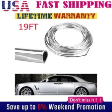 1PC 19FT Chrome Car Door Edge Molding Trim Seal Strip Scratch Protector
