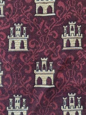 Vintage High End Castle Theme Fabric Upholstery Red Medieval Royal Jacquard 