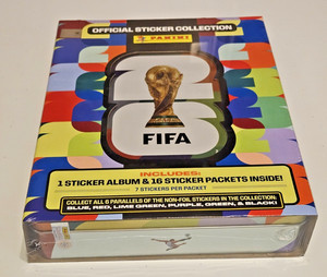 Panini 2026 FIFA World Cup Collectors Tin Sticker Album + 16 Packs  Factory Seal
