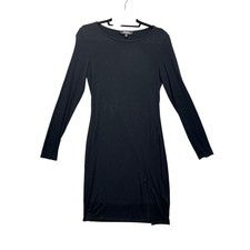 Lulu's Dress Women M Black LS Midi Pull-on Bodycon Stretch Classic Capsule USA