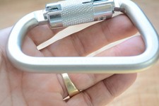 5 QTY Carabiner SOLID Steel - solid heat treated steel 6500 lb , AUTO LOCKING.