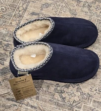 BEARPAW Women's Lucille Water and Stain-Repellent Suede Mules Indigo