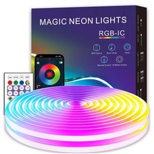 16.4ft LED Neon Rope Lights, RGB Plus IC Strip Lights, IP68 Waterproof Flexib...
