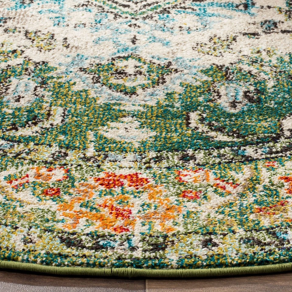 Небольшой ковер Monaco Collection - круглый 8 футов 8 дюймов, лесной зеленый и светло-синий, медальон... - Изображение 2 из 3