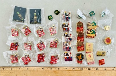  Vintage Coca-Cola Pin Lot 35+ Olympic Super Bowl XXVII Sprite Bottle Gold Tone 