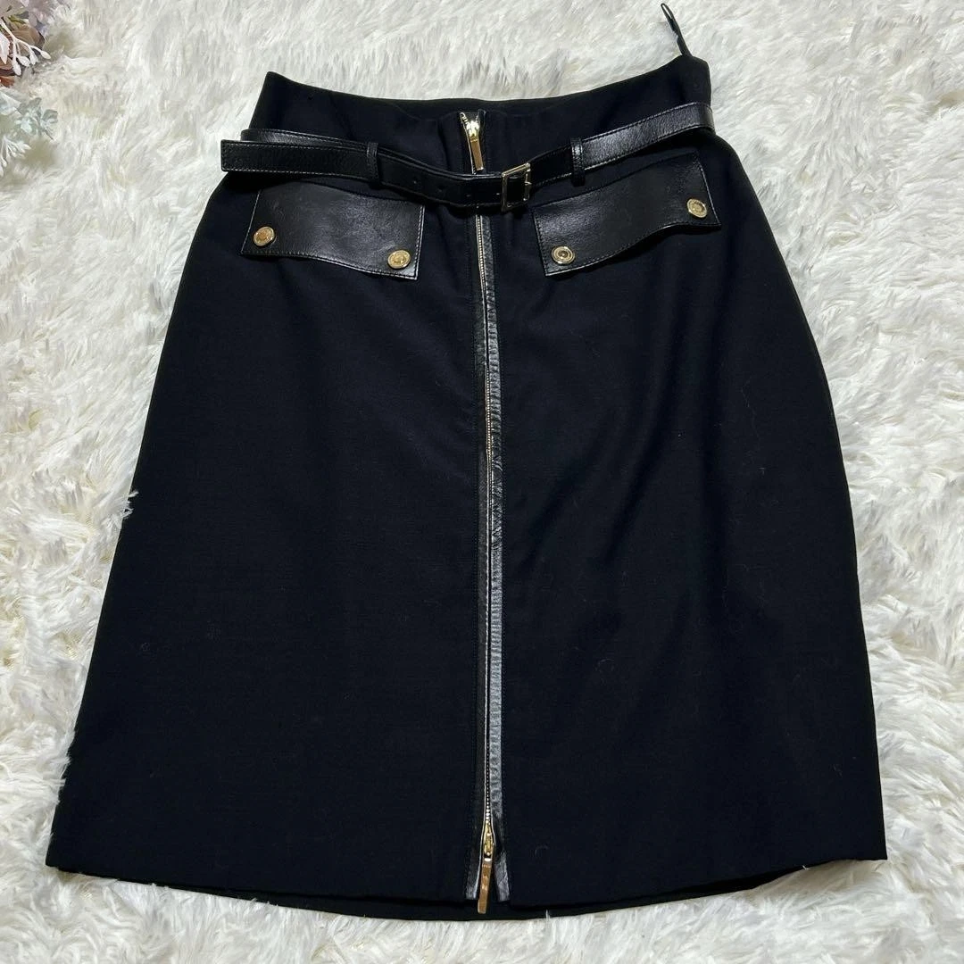 GUCCI Jupe femme luxe poche cuir avec ceinture dorée M F/S du Japon