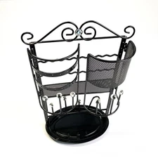 Vintage Y2K Black Metal Tabletop Jewelry Organizer Display Earrings Necklace