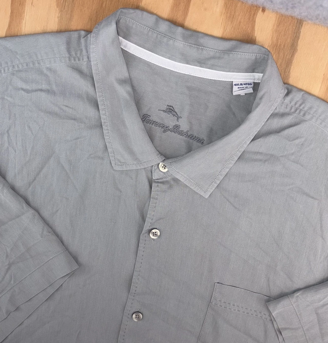 Tommy Bahama Catalina Twill 4XB 4XL Big Green Silk Blend Camp Shirt Stretch