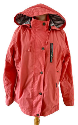 Esprit de la Mer Nautical Rain Jacket Corral Pink Detachable Hood Lined Large