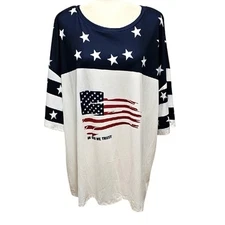 Unisex Patriotic Star and Stripes In God We Trust Short Sleeve T-Shirt Size 4XL