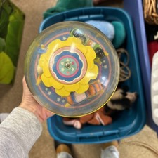 1985 FISHER PRICE VINTAGE CHIME BALL ROLY POLY YELLOW 1150 MUSICAL BABY CAROUSEL