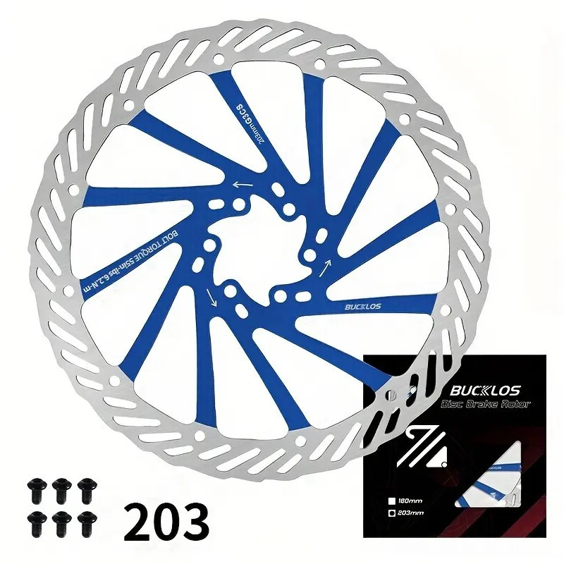 Disque de frein 203mm Bucklos bleu pour éviter le sifflement des freins