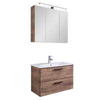 Badset Waschplatz Waschbeckenunterschrank Spiegelschrank Waschbecken Beleuchtung