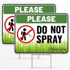 Venicor 2PC Do Not Spray Sign with Metal Stakes, 12 inches x 9 inches, Green