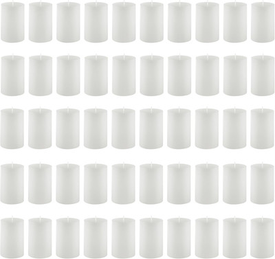 Housecret 50 Pack 2'' D X 3'' H (20 Hour Burn Time) White Unscented Pillar Votive 