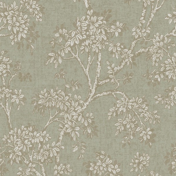 Hawthorn Trail Vinyl Tapete Texturiert BäUme Laub SalbeigrüN Holden 76011-image